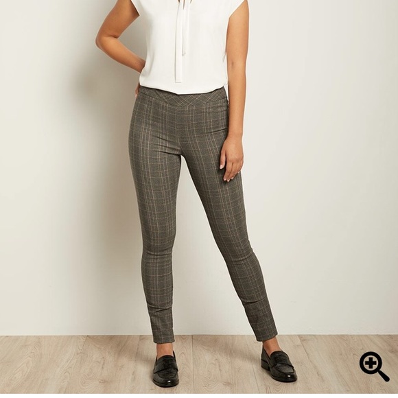 Navy And Camel Plaid City Legging Pant - Picture 2 of 4